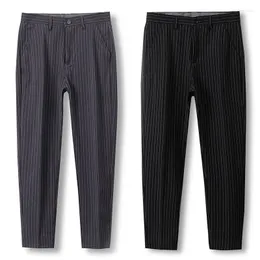 Men's Suits Men's & Blazers Men's Trousers Thin Stripe Straight Elastic Small West Pants Casual Caballero Business Streetwear Tidal