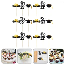 الإمدادات الاحتفالية تخرج كعكة التخرج زخارف الحفلات Topper Picks2022 Cupcake ClassInsert Table Congratscap مقبلات العصي كوكتيل