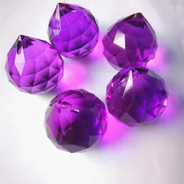 Decorative Figurines Top Quality 5Pcs 40mm Dark Purple Faceted Crystal Chandelier Balls Pendants Fengshui Sphere Home Decoration Wedding