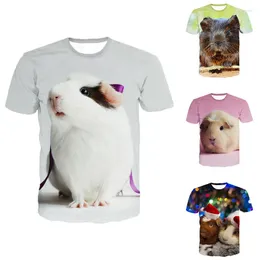 Herr t-skjortor sommarmode 3d djur marsvin tryckt t-shirt casual par topp kort ￤rm pullover tr￶ja xs-5xl