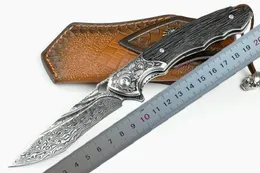 1pcs M6682 Damascus Flipper Flipper складной нож 3,46 дюйма выпадая точка для лезвия.