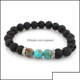 Charm Bracelets Charm Bracelets Jewelry Fashion Natural Black Lava Stone Turquoise Bracelet Aromatherapy Essential Oil Diffuser For Otlp5