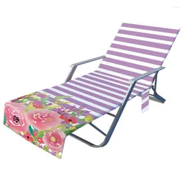 Fodere per sedie 210x73 cm Prendere il sole Asciugamani da spiaggia Fiori colorati Stampati Copertura per sdraio in microfibra con tasca portaoggetti