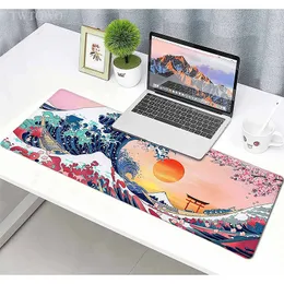 Kuddar vilar 2024 japansk handledsstil Great Wave Cherry Blossom Sakura Mouse Pad Gaming XL Home Custom Computer Mousepad XXL Mattan Anti Slip PC 221028 PAD X