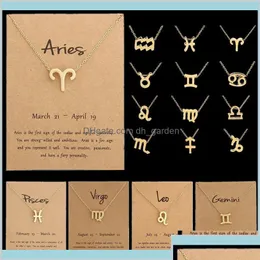 Pendant Necklaces 12 Constellation Zodiac Sign Birthday Mes Card For Women Girl Jewelry Myliy I1Yqz Drop Delivery 202 Otvzm