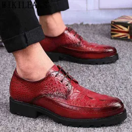 Dres Shoe Crocodile Shoe Italian Men Dressing Dress Shoes Leather Formal Black White Designer Oxford Evening Zapato Casual Mariage 220723