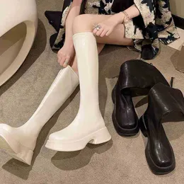 Stiefel Kleid Schuhe Chelsea Kniehohe Plattform Frau Sexy Goth Designer Marke Luxus Botines De Mujer Runde Zehe Reißverschluss
