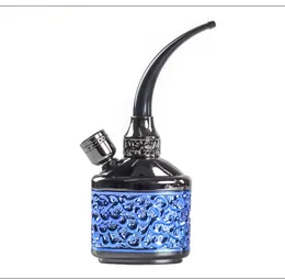 Senaste Metal Hookah Shisha Bong Set 2 Funktion Smoking Tool Water Pipe Arab Stem Tools Plastic Mouthpiece Tips