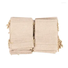 Jewelry Pouches 40 Pieces Burlap Bags With Drawstring 13Cmx10cm Gift Bag For Wedding And Party Favors DIY Cr