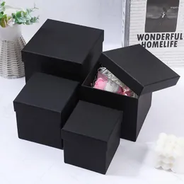 Opakowanie prezentów 2PCS czarne kartonowe pudełko z pokrywką twarde papierowe opakowania pudełka urodzinowe