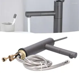 Torneiras de pia do banheiro G1/2 acima do balcão Pull Faucet Conjunto de água Cold Mixing Tap com canos para suprimentos domésticos cinza