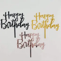 Festive Supplies 10 Stück goldene Happy Birthday-Kuchenaufsätze, Acryl-Buchstaben, silberne Oberseite, Flaggen-Dekoration für Jungen, Party, Hochzeit