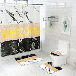 Pokrywa sedesa prosta litera drukuj dekoracje domu okładki łazienki Zestawy wodoodporne maty zasłony prysznicowej dywaniki dywaniki garnitury