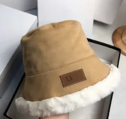 새로운 밍크 플러시 두꺼운 버킷 모자 스웨이드 가죽 버킷 모자 모자 패션 한국 스타일 캐주얼 모자
