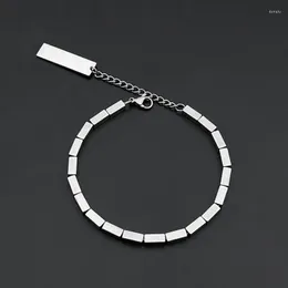 Charm Bracelets Classic 4mm Geometric Stainless Steel Hollow Coin Bracelet Link Luxury Wedding Party Wristband Bangles Pulsera 18 5cm