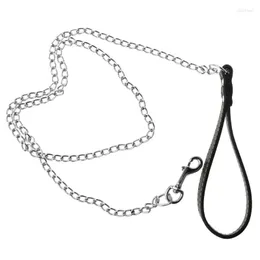 Hundhalsar Pet Treh Lead Heavy Duty Bite Proof Chain Training Leather Handle