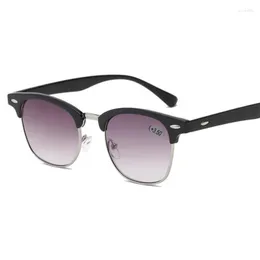 Solglasögon Läsglasögon Män Kvinnor Halvram Fyrkantig Med Dioptri UV400 Solläsare Fransk ålderssynthet 1,0 Till 3,5