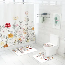 أغطية مقعد المرحاض يدويًا طباعة زهرية للمنزل ديكور الغلاف الحمام مجموعات غلاف الحمام مقاوم للماء بدلات السجاد النسيج