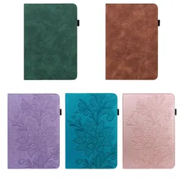 Custodia in pelle fiore per Ipad 10 10.2 10.9 2022 Ipad Pro 11 2022 Moda impronta pizzo stampa retrò ragazze Lady portafoglio cornice tasca porta carta d'identità supporto Flip Cover Pouch