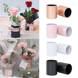 Decoração de festa 4pcs Caixa de flor redonda HURGO Bucket Florista Floral Presente Decoração de casamento Vaso Substituição de armazenamento Caixa de embalagem de armazenamento