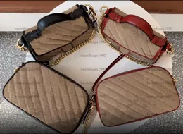 Neue Marmont-Kettentasche, Kamera-Schultertaschen, Designer-Luxus-Handtaschen, Geldbörsen, echtes Leder, Spleißen von Segeltuch-Abendtaschen mit Seriennummer