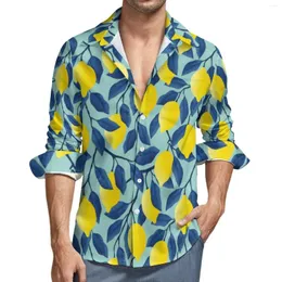 Camicie casual da uomo carina camicia al limone autunno divertimento agrumi man camicette fredde maniche lunghe design harajuku top plus size 3xl 4xl