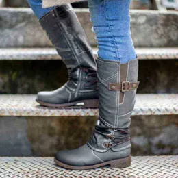 Stiefel Frauen Milde Kuh Frau Weibliche Mode 2022 Neue Herbst Winter Platfrom Hohe Schuhe Damen Große Größe 43 220805