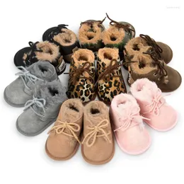 First Walkers Infant Boy Girl Winter Footwear Slip-On Warm Keep Shoes Casual Leopard For Baby Velvet