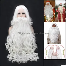 Christmas Decorations Festive Party Supplies Home Garden Gift Santa Claus Wig And Beard Synthetic Hair Short Co Otex3