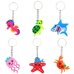 PVC KeyChain Pendant Creative Ocean Animal Cartoon Keychains Car Key Chain Christmas Gifts Keyring