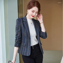 Frauenanz￼ge Frauenjacke Mode ein Knopf Schlanker gestreiftes Mantel ol Styles Herbst Winter Blazer f￼r Frauen Business Work Blazer Outwear