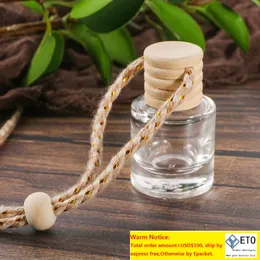 Car perfume glass bottle car pendant perfume ornament air freshener essential oils diffuser fragrance empty 6ml Hanging Vials Wooden Caps