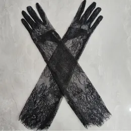 Bride Gloves Long Lace Bridal Gloves With Crystals, Fingerless