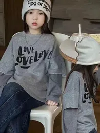 2025 - Felpa da bambina bambina per bambine, casual, casual, attiva, maniche complete, felpa con cappuccio, felpe, corte, maglione, stampa a lettere, a righe, con cappuccio da donna giallo, bianco