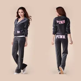 Y2K PINK Tracksuit 2024 Velour Tracksuit Spring/Autumn Sportswear Two-Piece  Fashion Suit Embroidery Velvet Women Tracksuit b2f