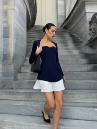 Zarif patchwork mini elbise kadın moda kare boyun uzun kollu bel cincher kısa elbiseler bayan şık akşam yemeği elbiseleri 250919