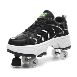 LUBOSE Roller Skates Kids Sports Shoes For Girls And Boys With Double Wheels, Skateboarding Roller Shoes, Pink-36