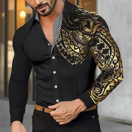 HISDERN Camicia Stampata Uomo per Festa Elegante Fantasia Funky Casual