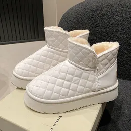 Womens Waterproof Winter Boots Round Toe Mid Calf Snow Boots Warm