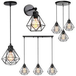 Lampadario A Sospensione Industriale In Metallo Nero – Stile Vintage Loft Con Cavo Da 90 Cm, E27