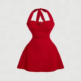 Red Halter Dress With Rose Embellishment ... From Qiu02, $11.05 In Bulk |  DHgate.Com