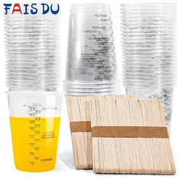 LET'S RESIN Epoxy Mixing Cups Kit - 200 Plastic Cups, 30ml Measuring Cups, 50 Wooden Sticks For DIY