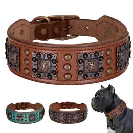 Spiked Leather Dog Collar Adjustable Anti Bite Collar For Medium