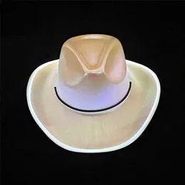 Light-Up Cowboy Hat: White Neon Cowgirl Style, Adjustable, Perfect