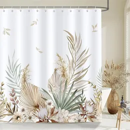 Tenda Da Doccia Bohémien Con Fiori, 183x183 Cm, Impermeabile, Lavabile, Set Con 12 Ganci