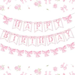 Happy Birthday Banner Rosa – Geburtstagsdeko Für Jungen & Mädchen, DIY-Flaggen