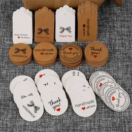 100 Etichette Regalo In Carta Kraft Con Spago – Forme Varie, Marroni, Per Compleanni, Matrimoni, Fai Da Te, Cartellini Prezzo - 3
