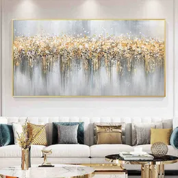 Quadro astratto cervo dorato dipinto Tableaux stampa blu di grandi dimensioni immagine artistica da parete in oro F soggiorno moderno Cuadros Canvas