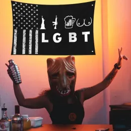 Drapeau Liberty Gun Beer Tits LGBT 3x5 Pieds – Bannière Drôle Avec 4 Œillets En Laiton, Intérieur Extérieur