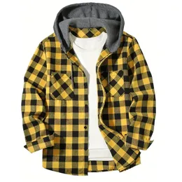 Spring Hoodies Men Flannel Jacket: Classic Button Down Long Sleeve - Main Image